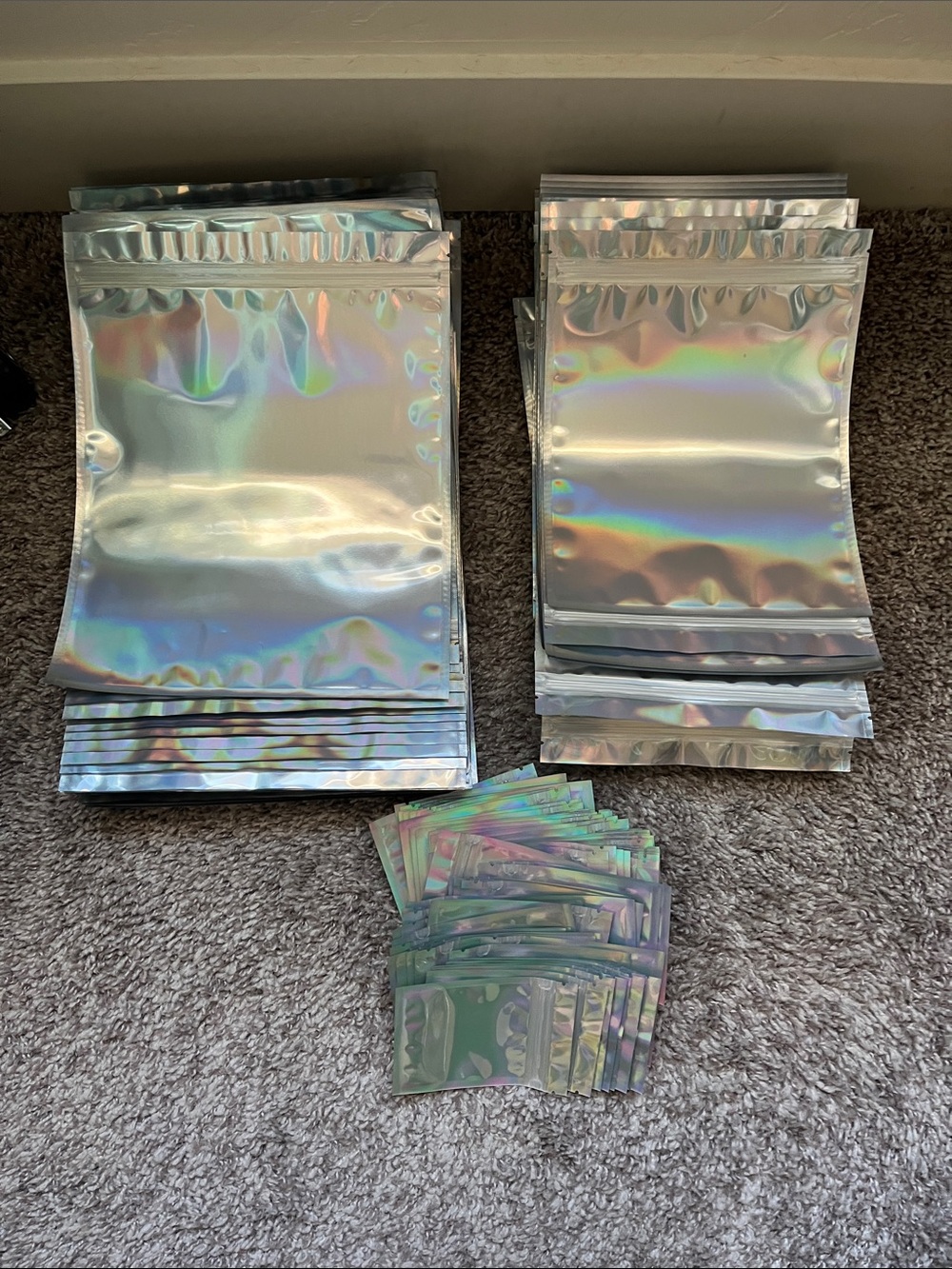 Holographic Mylar Zip Bags - Iridescent Silver
